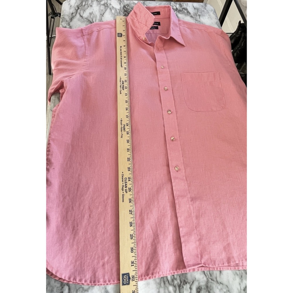 Paul Fredrick Men's XL Long Sleeve Linen Shirt Pink Lightweight Breathable Beach - Picture 7 of 8